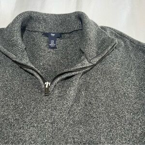 GAP Qtr 1/4 Zip Heather Gray Long Sleeve Pullover Sweater Mens XL